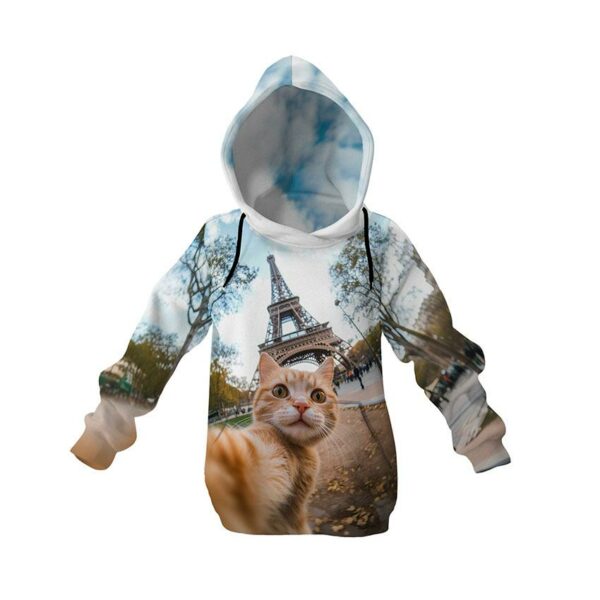 Худі дитяче з принтом «Рудий кіт у Парижі. Red cat in Paris»