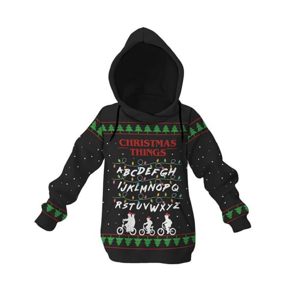 Худі дитяче з принтом «Святковий алфавіт. Дивні Дива. Holiday alphabet. Stranger Things»