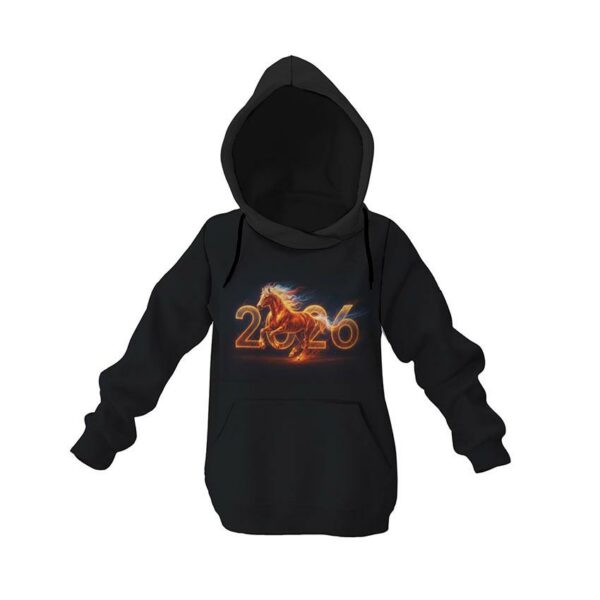 Худі дитяче з принтом «Вогняний Кінь 2026. Fire Horse 2026»