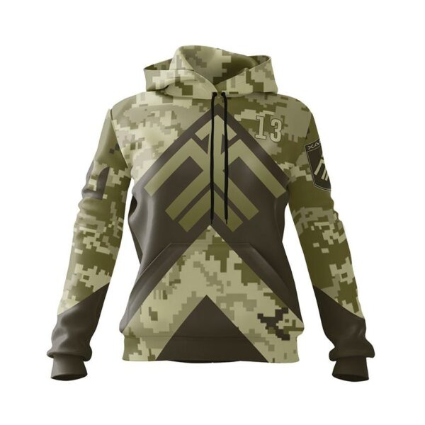 Худі жіноче з принтом «13-та бригада оперативного призначення НГУ «Хартія». Камуфляж. Camouflage»