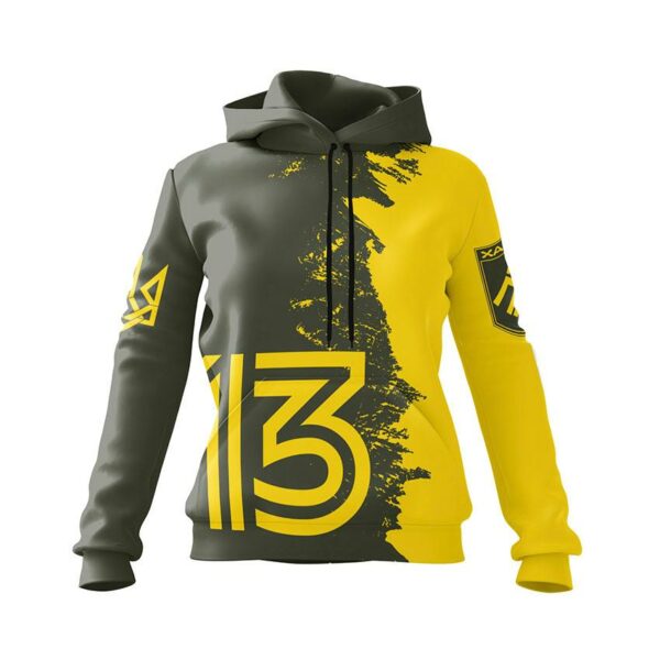 Худі жіноче з принтом «13-та бригада оперативного призначення НГУ «Хартія». Команда нескорених. Team of the Invincibles»