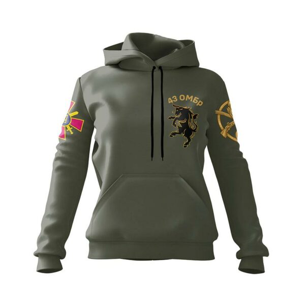 Худі жіноче з принтом «43-тя окрема механізована бригада. Сильна гвардія. Strong Guard»