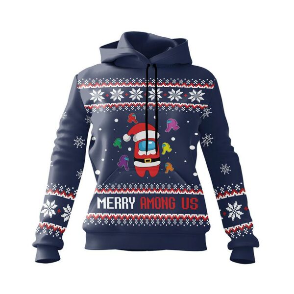 Худі жіноче з принтом «Амонг Ас. Космічне Різдво. Among Us. Space Christmas»