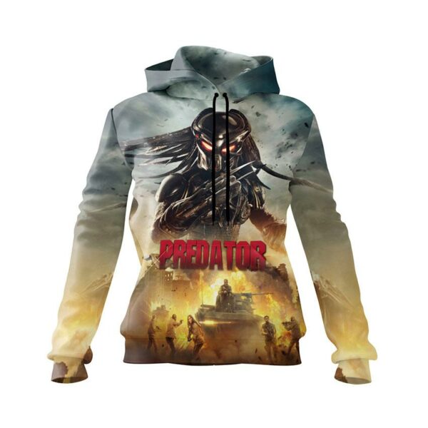 Худи женское с принтом «Хищник. Битва. Predator. Battle»