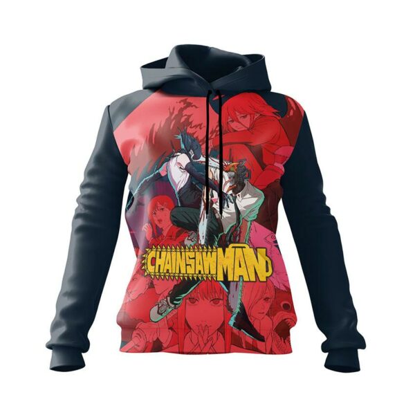 Худі жіноче з принтом «Людина-бензопила. Хаос боротьби. Chainsaw Man. Chaos of Fight»
