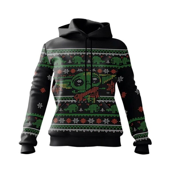 Худі жіноче з принтом «Малюк Йода. Святковий патерн. Baby Yoda. Festive pattern»