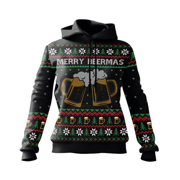 Худі жіноче з принтом «Пиво. Веселе Різдво. Beer. Merry Christmas»