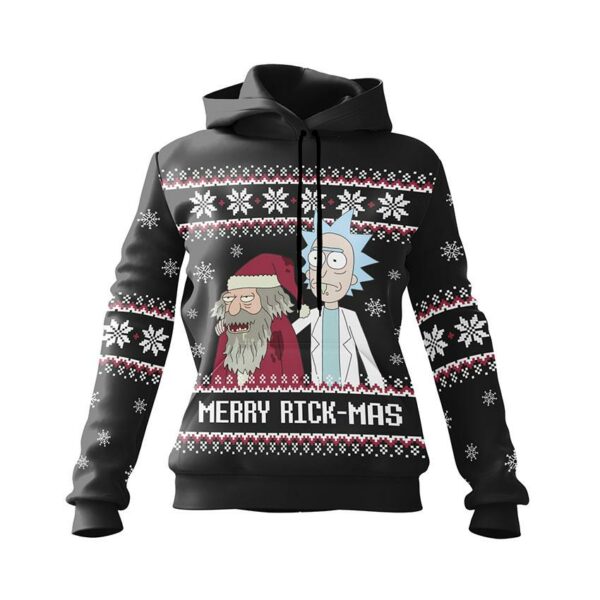 Худі жіноче з принтом «Рік та Санта. Кумедне Різдво. Rick and Santa. Funny Christmas»