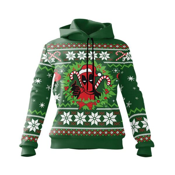 Худі жіноче з принтом «Різдвяний Дедпул. Christmas Deadpool»