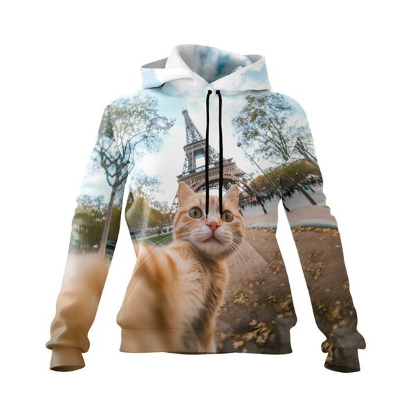 Худі жіноче з принтом «Рудий кіт у Парижі. Red cat in Paris»