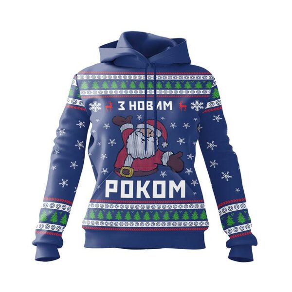 Худі жіноче з принтом «Санта Клаус. Чарівний Новий Рік. Santa Claus. Magical New Year»
