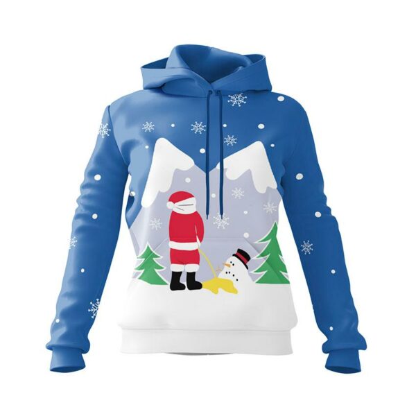 Худі жіноче з принтом «Санта та сніговик. Різдвяний гумор. Santa and snowman. Christmas humor»
