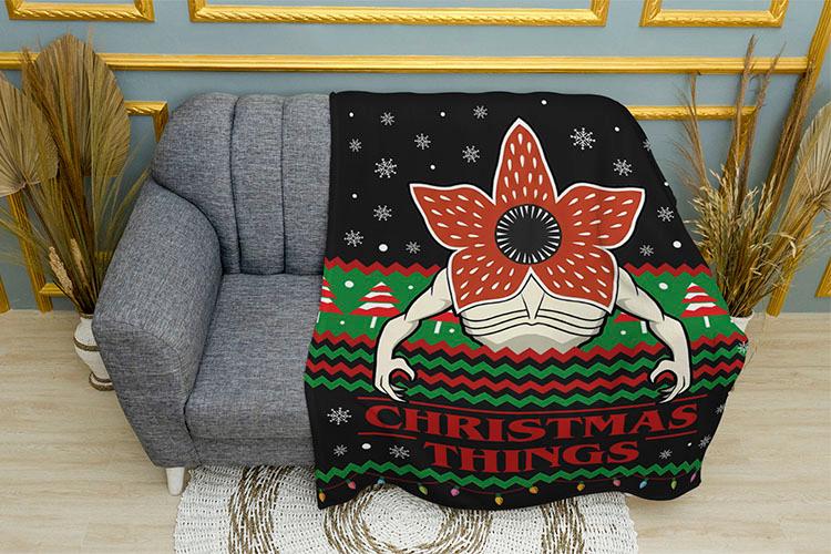 Плед «Різдвяний Демогоргон. Дивні Дива. Christmas Demogorgon. Stranger Things»
