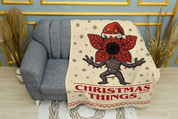 Плед «Санта Демогоргон. Дивні Дива. Santa Demogorgon. Stranger Things»