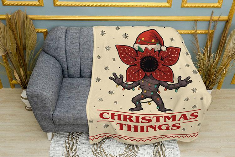 Плед «Санта Демогоргон. Очень странные дела. Santa Demogorgon. Stranger Things»