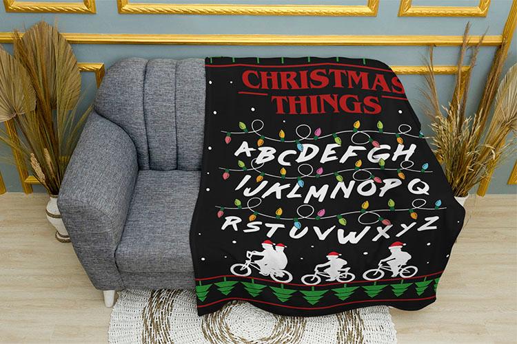 Плед «Праздничный алфавит. Очень странные дела. Holiday alphabet. Stranger Things»