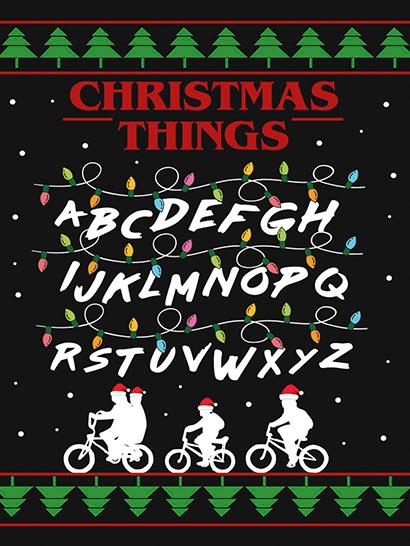 Плед «Праздничный алфавит. Очень странные дела. Holiday alphabet. Stranger Things»