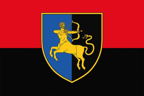 Прапор 141-ша окрема механізована бригада (141 ОМБр) СВ ЗСУ червоно-чорний