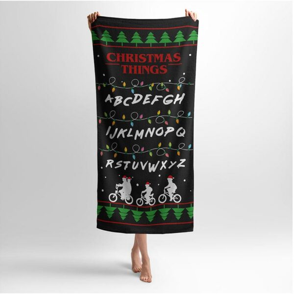 Полотенце с принтом «Праздничный алфавит. Очень странные дела. Holiday alphabet. Stranger Things»