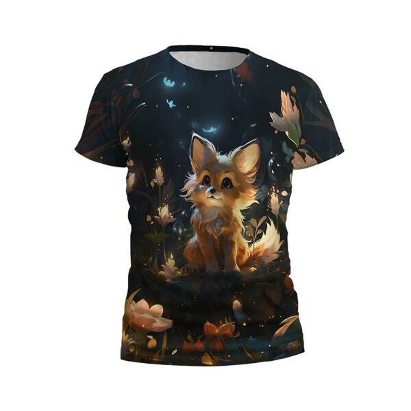 Футболка детская спортивная с принтом «Лисичка. Ночная сказка. Сказочный лес. Fox. Night Tale. Fairytale forest»