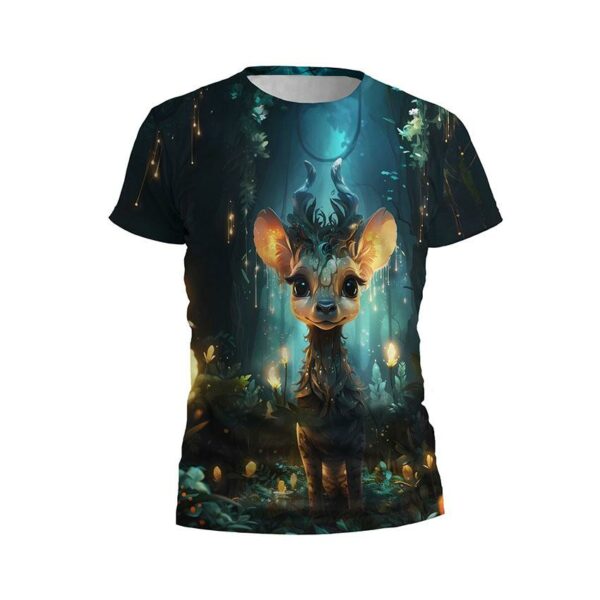 Футболка детская спортивная с принтом «Оленёнок. Сказочный лес. Арт. Deer. Fairytale forest. Art»