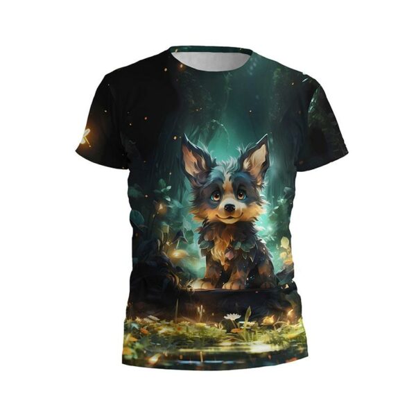 Футболка детская спортивная с принтом «Щенок. Сказочный лес. Арт. Puppy. Fairytale Forest. Art»
