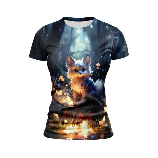 Футболка женская спортивная с принтом «Лисичка. Сказочный лес. Арт. Fox. Fairytale forest. Art»