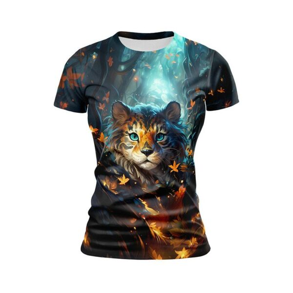 Футболка женская спортивная с принтом «Тигр. Сказочный лес. Арт. Tiger. Fairytale forest. Art»