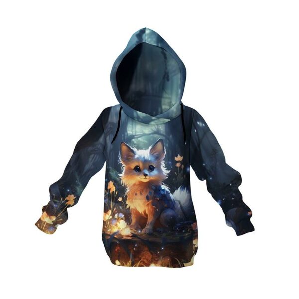 Худи детское с принтом «Лисичка. Сказочный лес. Арт. Fox. Fairytale forest. Art»