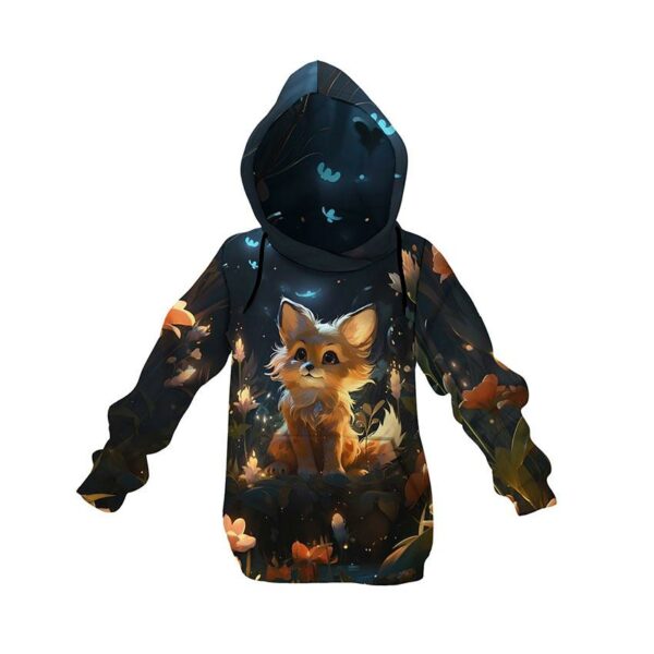 Худи детское с принтом «Лисичка. Ночная сказка. Сказочный лес. Fox. Night Tale. Fairytale forest»