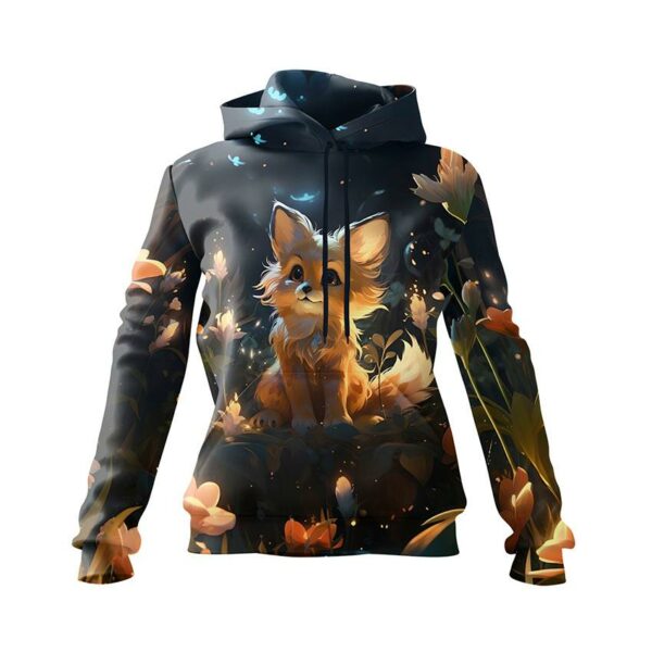 Худі жіноче з принтом «Лисичка. Нічна казка. Казковий ліс. Fox. Night Tale. Fairytale forest»