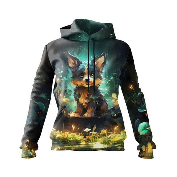 Худі жіноче з принтом «Цуценя. Казковий ліс. Арт. Puppy. Fairytale Forest. Art»