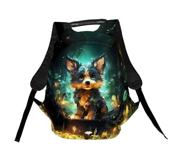 Рюкзак антикрадій з принтом "Цуценя. Казковий ліс. Арт. Puppy. Fairytale Forest. Art"