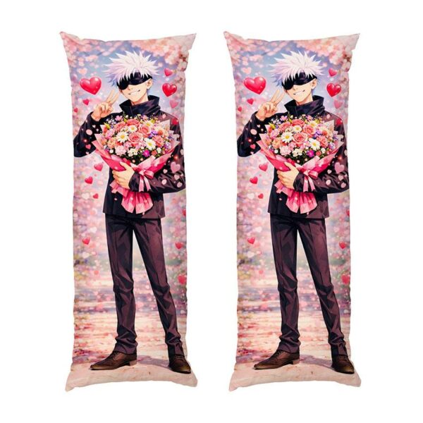 Дакимакура подушка для объятий «Годжо с букетом. Магическая битва. Gojo with a bouquet. Jujutsu Kaisen»