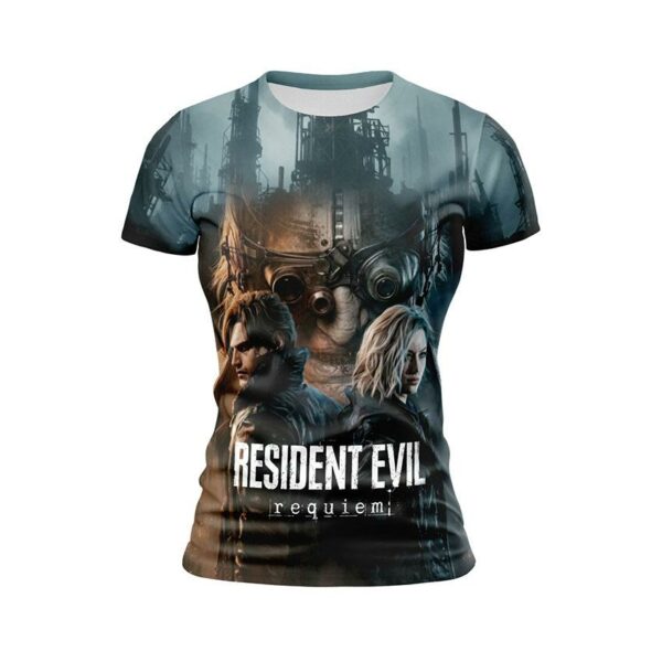 Футболка жіноча спортивна з принтом «Оселя Зла. Реквієм. Місто жаху. Resident Evil. Requiem. City of Horror»