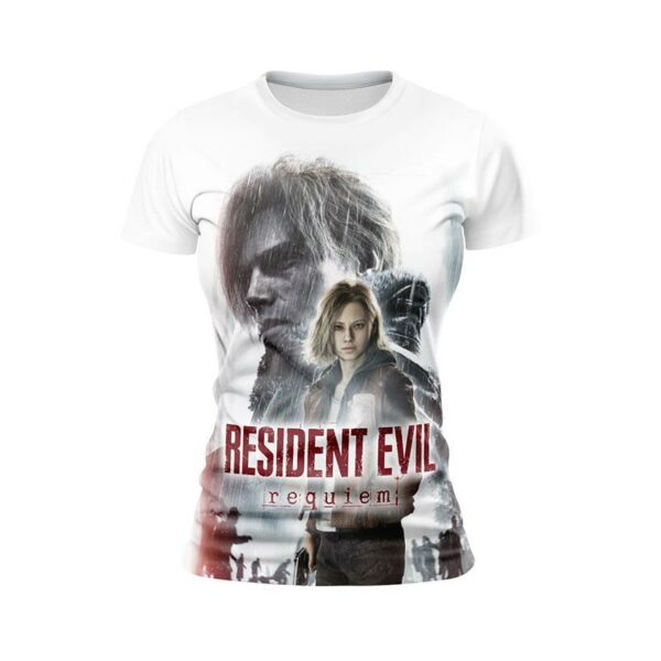 Футболка жіноча спортивна з принтом «Оселя Зла. Реквієм. Туман апокаліпсису. Resident Evil. Requiem. Apocalypse Fog»