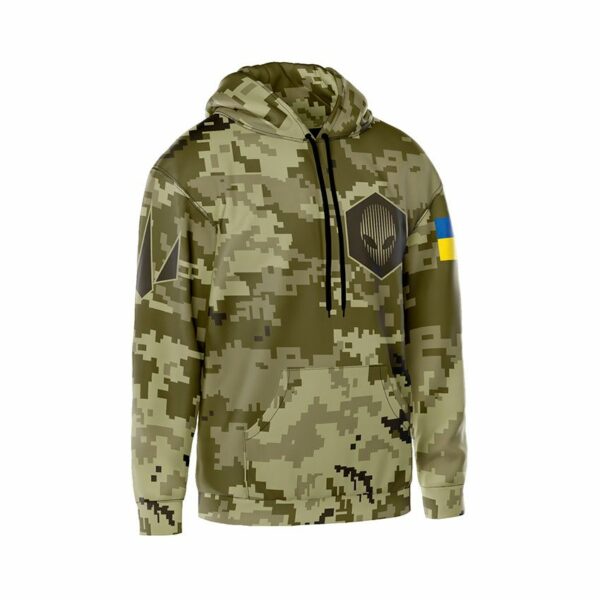 Худи мужское с принтом «412-я отдельная бригада беспилотных систем «NEMESIS». Камуфляж. Camouflage»