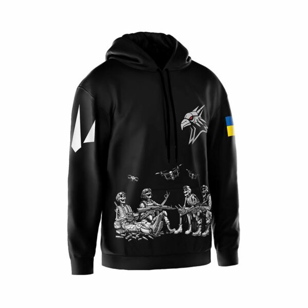 Худи мужское с принтом «424-й отдельный батальон беспилотных систем «SVAROG». Бессмертные дроны. Immortal Drones»