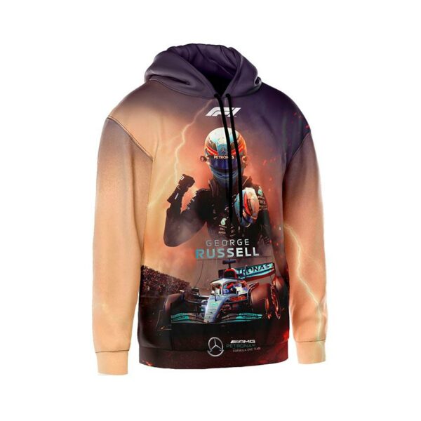 Худи мужское с принтом «Джордж Расселл. Формула-1. George Russell. Formula-1»
