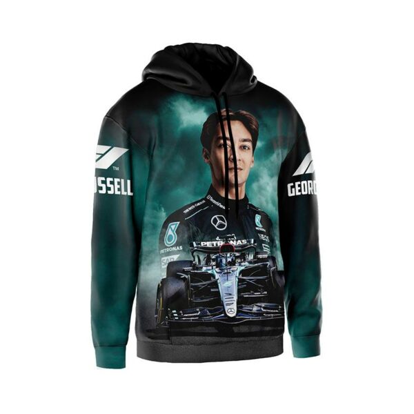 Худі чоловіче з принтом «Джордж Расселл. Зірка команди Мерседес. Формула-1. George Russell. Mercedes Team Star. Formula-1»