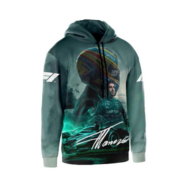 Худи мужское с принтом «Фернандо Алонсо. Астон Мартин. Формула-1. Fernando Alonso. Aston Martin. Formula-1»
