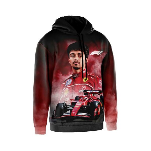 Худи мужское с принтом «Шарль Леклер. Пилот Формулы-1. Charles Leclerc. Formula-1 driver»