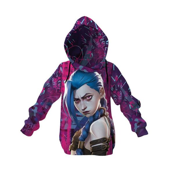 Худі дитяче з принтом «Джинкс. Бунтівна героїня. Аркейн. Jinx. Rebel Heroine. Arcane»