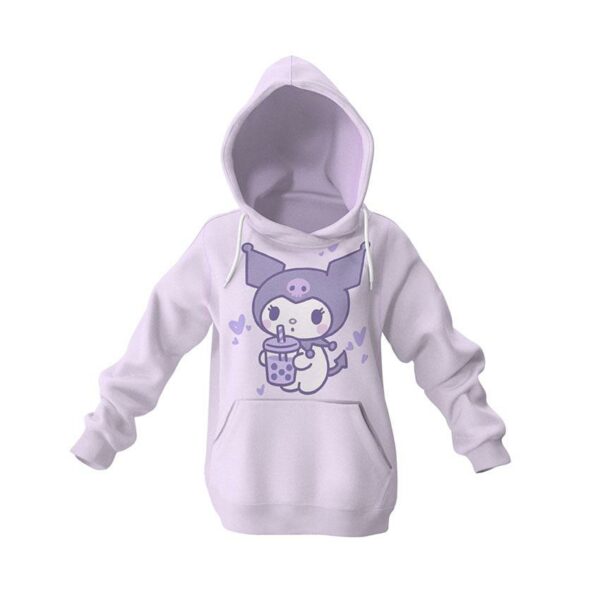 Худі дитяче з принтом «Куромі з Бабл Ті. Kuromi with Bubble Tea»