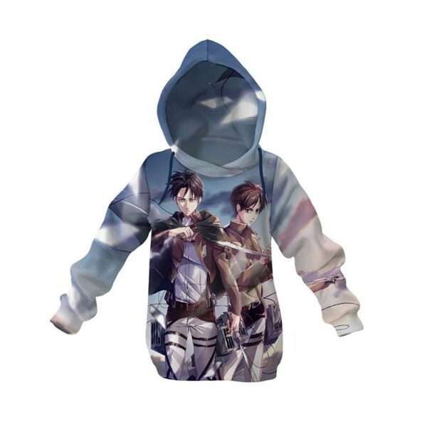 Худі дитяче з принтом «Атака Титанів. Леві та Ерен.  Attack on Titan. Levi and Eren»