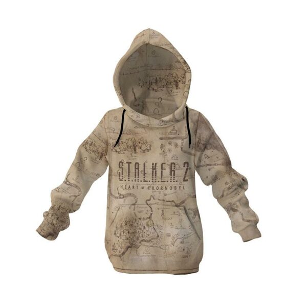 Худі дитяче з принтом «Мапа Зони. Сталкер 2. Серце Чорнобиля. Map Zone. S.T.A.L.K.E.R 2. Heart of Chernobyl»