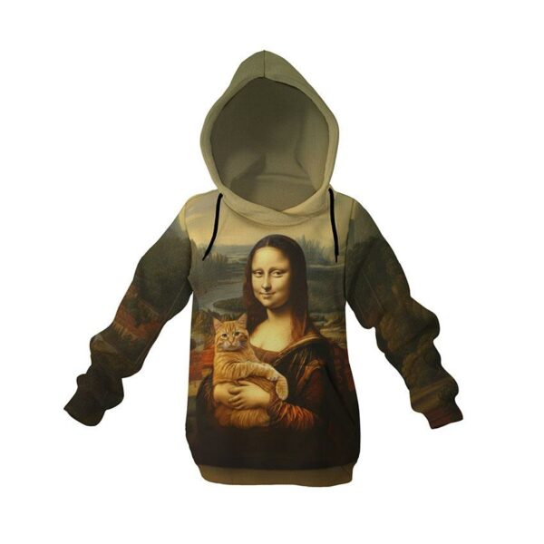 Худі дитяче з принтом «Мона Ліза з котом. Mona Lisa with a cat»
