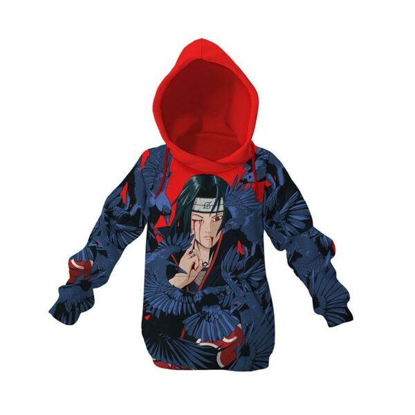 Худі дитяче з принтом «Учіха Ітачі з воронами. Наруто. Itachi Uchiha with crows. Naruto»