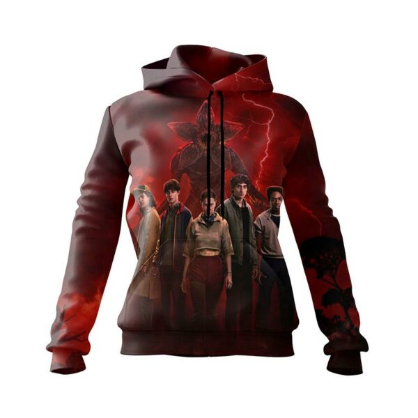 Худи женское с принтом «Очень странные дела. 5 сезон. Демогоргон угроза. Stranger Things. Season 5. Demogorgon threat»