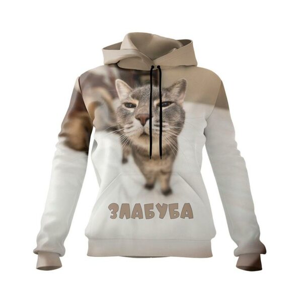 Худи женское с принтом «Кот Злабуба. Мем. Cat Zlabuba. Meme»